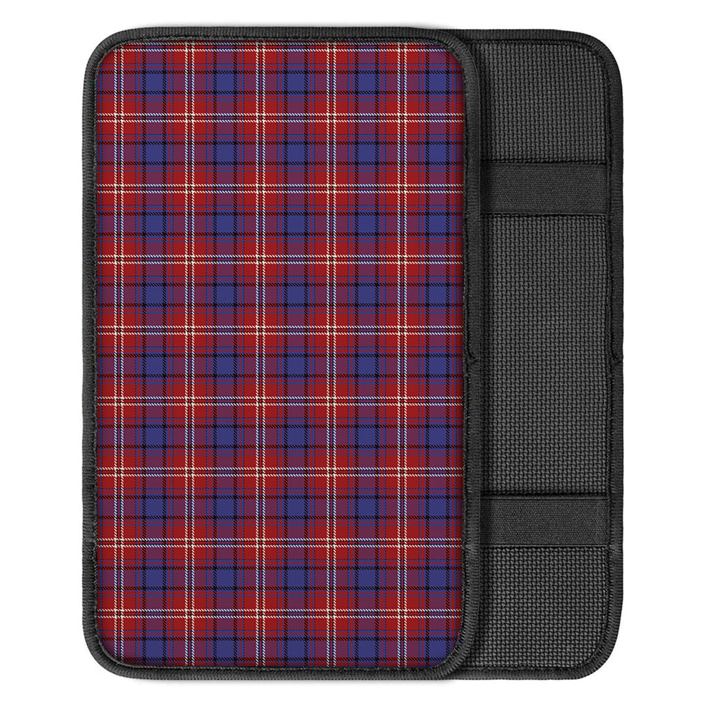 Red Blue And White Tartan Pattern Print Car Center Console Cover