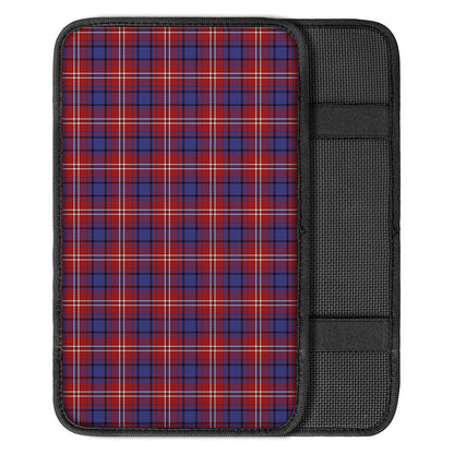 Red Blue And White Tartan Pattern Print Car Center Console Cover