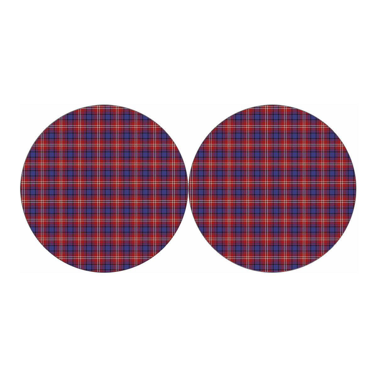 Red Blue And White Tartan Pattern Print Car Coasters