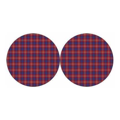 Red Blue And White Tartan Pattern Print Car Coasters