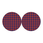 Red Blue And White Tartan Pattern Print Car Coasters