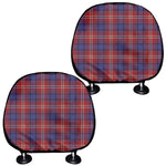 Red Blue And White Tartan Pattern Print Car Headrest Covers