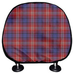 Red Blue And White Tartan Pattern Print Car Headrest Covers