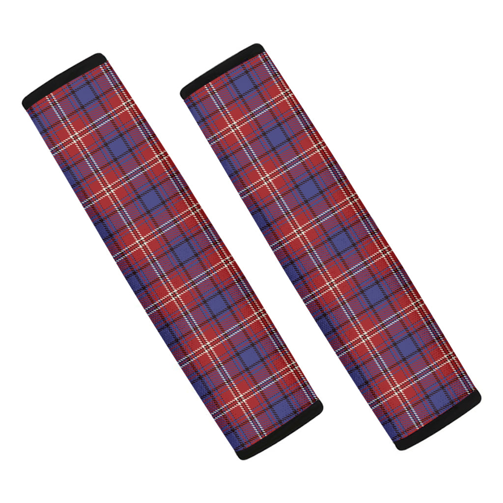 Red Blue And White Tartan Pattern Print Car Seat Belt Covers