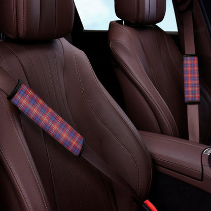 Red Blue And White Tartan Pattern Print Car Seat Belt Covers