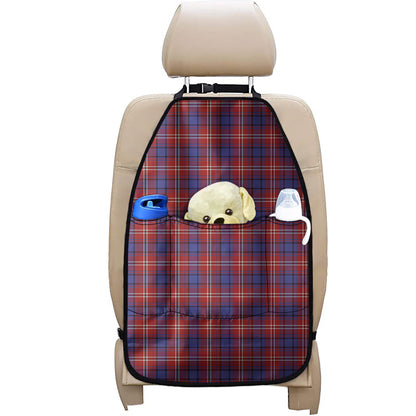 Red Blue And White Tartan Pattern Print Car Seat Organizers