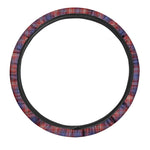 Red Blue And White Tartan Pattern Print Car Steering Wheel Cover
