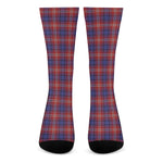 Red Blue And White Tartan Pattern Print Crew Socks