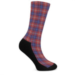 Red Blue And White Tartan Pattern Print Crew Socks
