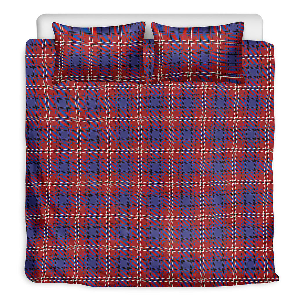 Red Blue And White Tartan Pattern Print Duvet Cover Bedding Set