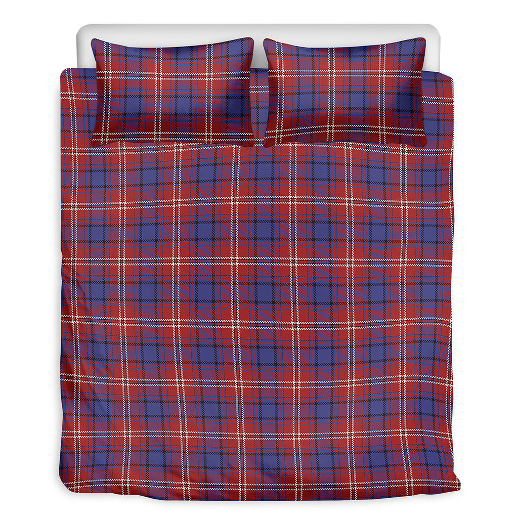 Red Blue And White Tartan Pattern Print Duvet Cover Bedding Set
