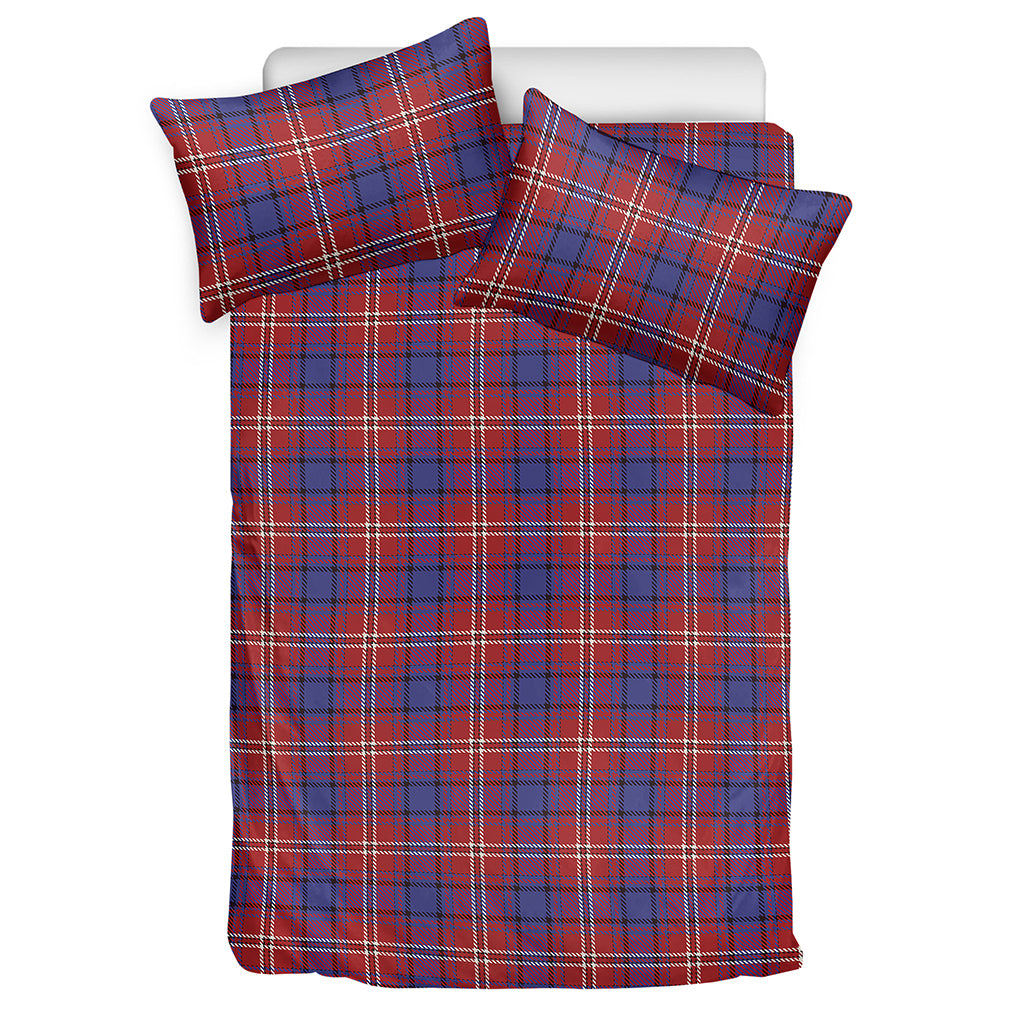 Red Blue And White Tartan Pattern Print Duvet Cover Bedding Set