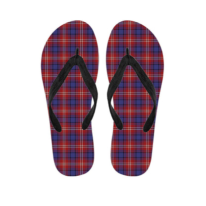 Red Blue And White Tartan Pattern Print Flip Flops