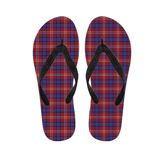 Red Blue And White Tartan Pattern Print Flip Flops
