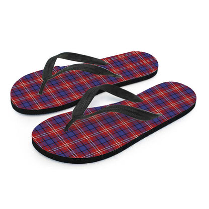 Red Blue And White Tartan Pattern Print Flip Flops