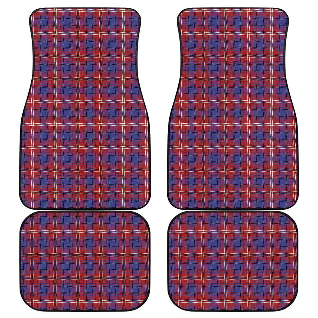 Red Blue And White Tartan Pattern Print Front and Back Car Floor Mats