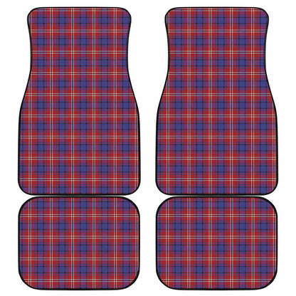 Red Blue And White Tartan Pattern Print Front and Back Car Floor Mats