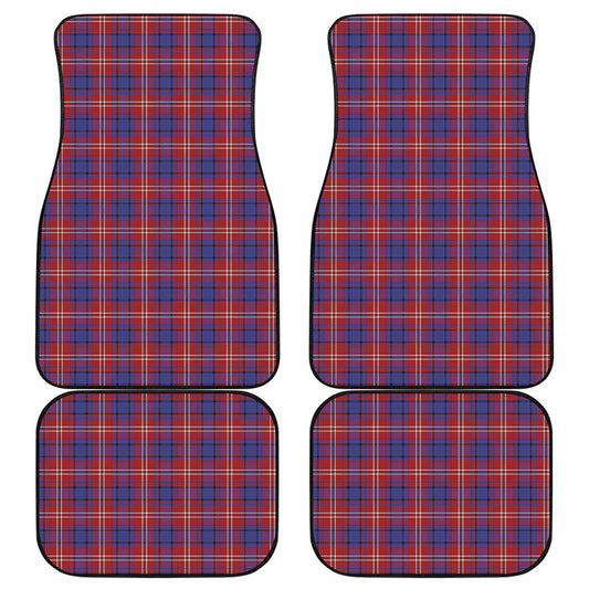 Red Blue And White Tartan Pattern Print Front and Back Car Floor Mats