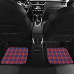Red Blue And White Tartan Pattern Print Front and Back Car Floor Mats