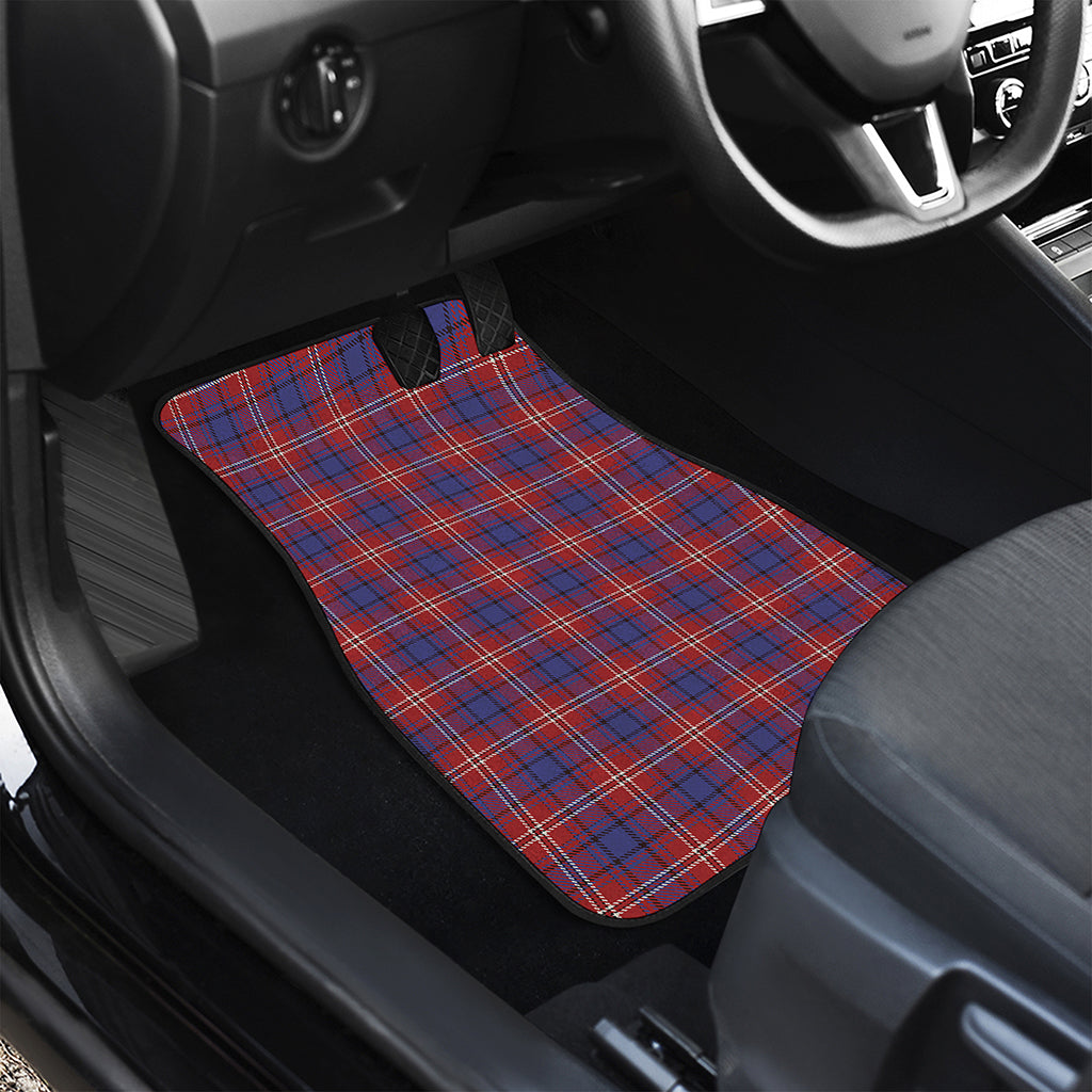 Red Blue And White Tartan Pattern Print Front and Back Car Floor Mats