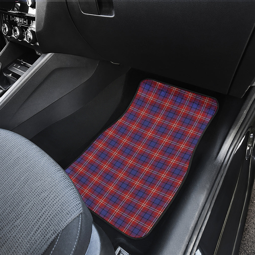 Red Blue And White Tartan Pattern Print Front and Back Car Floor Mats