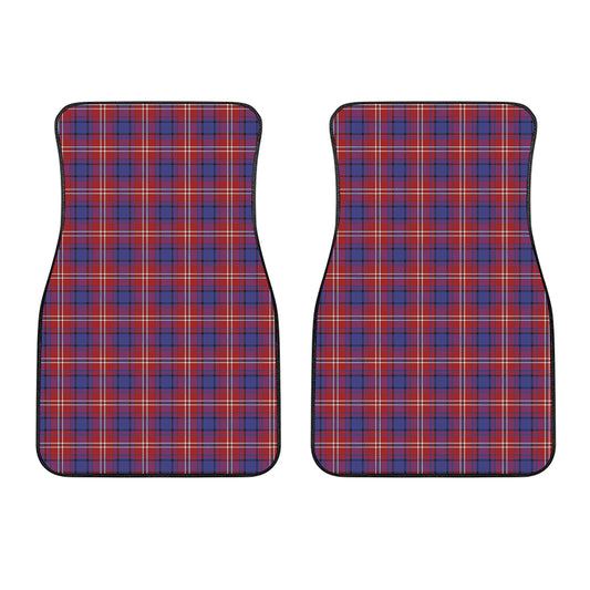 Red Blue And White Tartan Pattern Print Front Car Floor Mats
