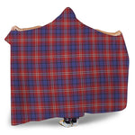 Red Blue And White Tartan Pattern Print Hooded Blanket