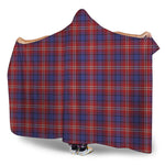 Red Blue And White Tartan Pattern Print Hooded Blanket