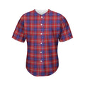 Red Blue And White Tartan Pattern Print Men's Baseball Jersey