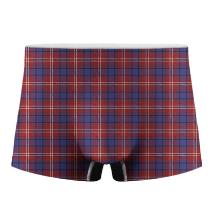 Red Blue And White Tartan Pattern Print Men's Boxer Briefs