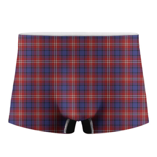 Red Blue And White Tartan Pattern Print Men's Boxer Briefs