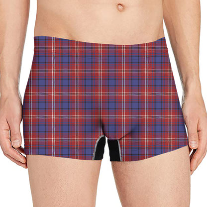 Red Blue And White Tartan Pattern Print Men's Boxer Briefs
