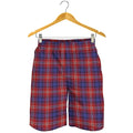 Red Blue And White Tartan Pattern Print Men's Shorts
