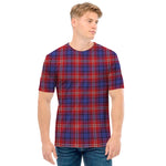 Red Blue And White Tartan Pattern Print Men's T-Shirt