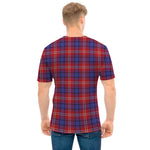 Red Blue And White Tartan Pattern Print Men's T-Shirt