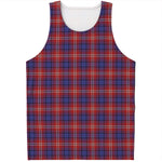Red Blue And White Tartan Pattern Print Men's Tank Top
