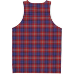 Red Blue And White Tartan Pattern Print Men's Tank Top