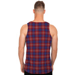 Red Blue And White Tartan Pattern Print Men's Tank Top