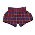 Red Blue And White Tartan Pattern Print Muay Thai Boxing Shorts