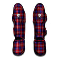 Red Blue And White Tartan Pattern Print Muay Thai Shin Guards