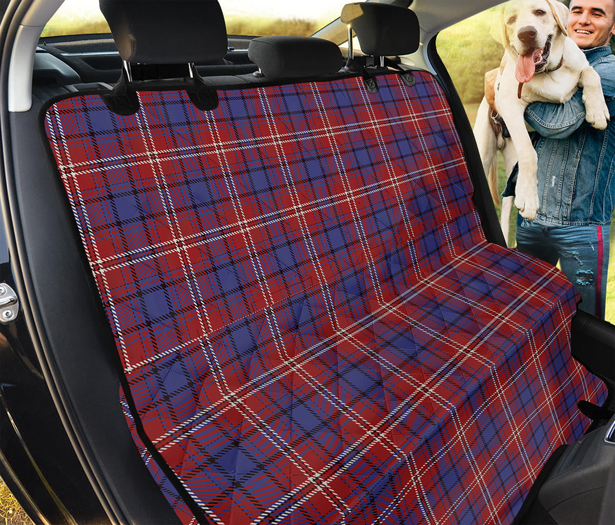 Red Blue And White Tartan Pattern Print Pet Car Back Seat Cover