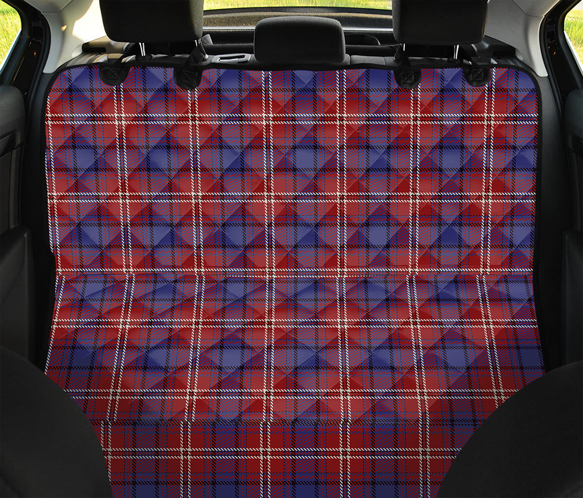 Red Blue And White Tartan Pattern Print Pet Car Back Seat Cover