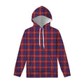 Red Blue And White Tartan Pattern Print Pullover Hoodie