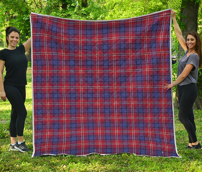 Red Blue And White Tartan Pattern Print Quilt