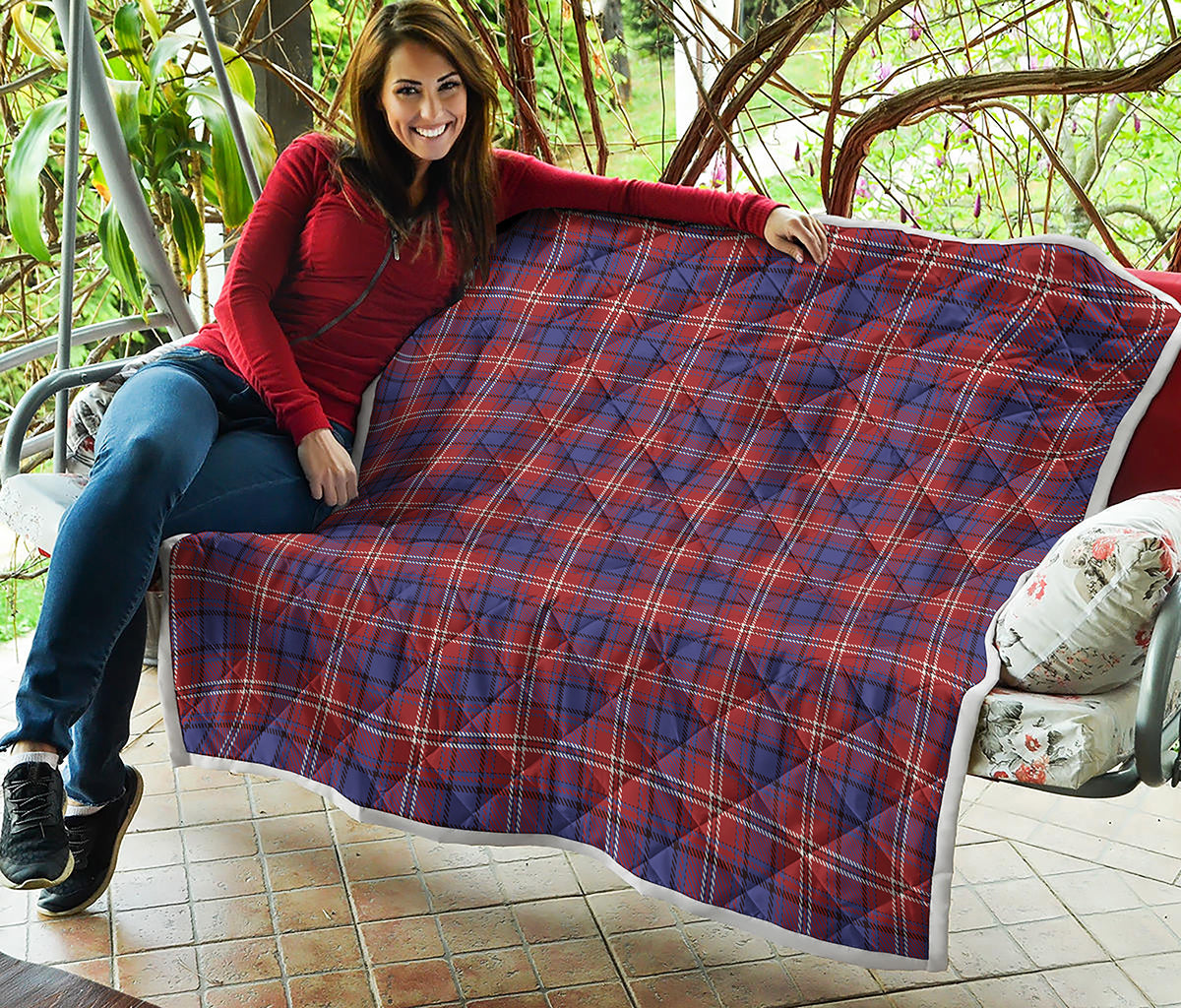 Red Blue And White Tartan Pattern Print Quilt