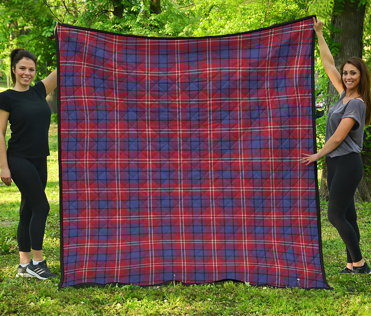 Red Blue And White Tartan Pattern Print Quilt