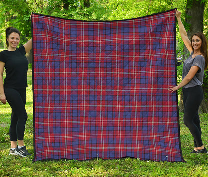 Red Blue And White Tartan Pattern Print Quilt