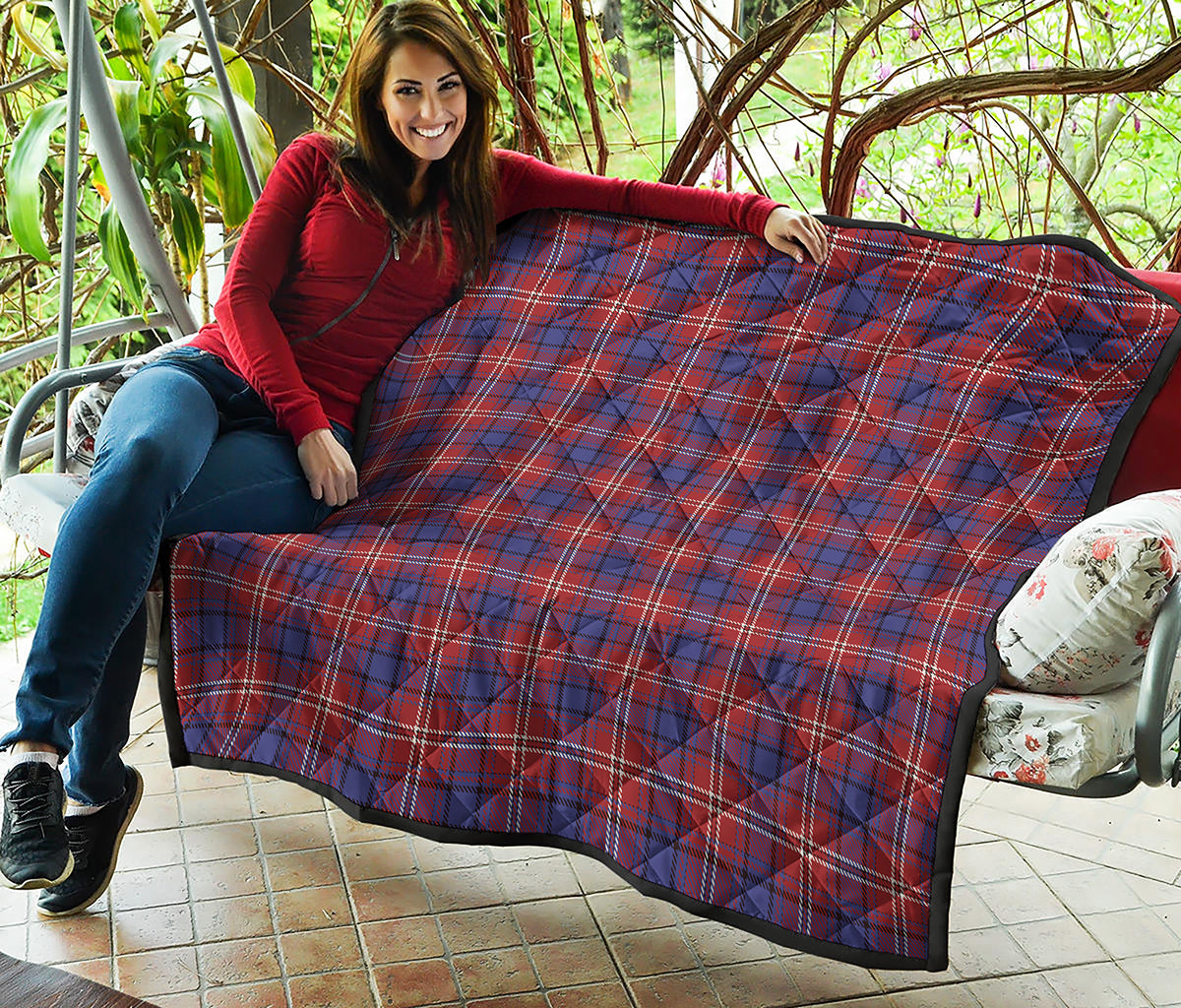 Red Blue And White Tartan Pattern Print Quilt