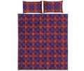Red Blue And White Tartan Pattern Print Quilt Bed Set