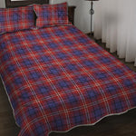 Red Blue And White Tartan Pattern Print Quilt Bed Set